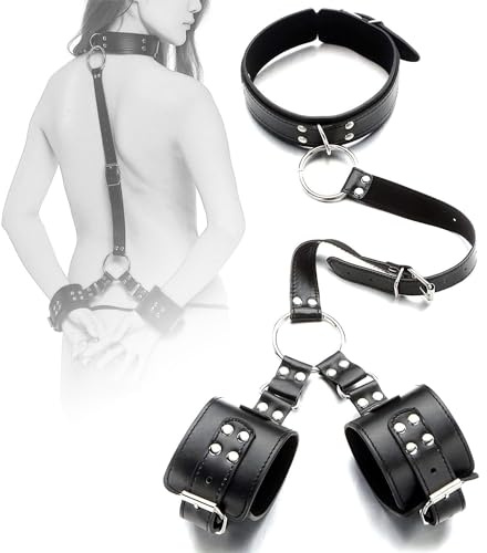 Greenpinecone Halsband und Handschellen für Paare, abnehmbare Handfesseln mit Halsband, Sexspielzeug für Frau und Paare