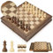 Peradix 2 in 1 Scacchiera e Dama in Legno, Set di Magnetica Scacchi con Cassetto,Scacchi e Dama da Viaggio Fatti a Mano,Scacchiera Professionale Gioco da Tavola,32x32cm, PUZ-34