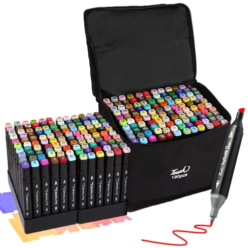Hyrrt 120 Colors Dual Tips Alcohol Markers, Art Markers Pens with Pen Holder, Permanent Sketch Markers Set for Kids Adults Coloring,Painting, Sketching, Illustrations