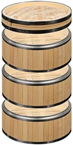 Vaporiera in bambù, Cestello per Vapore Dim Sum, Vaporiera Cinese A 3 Livelli per Riso, Gnocchi, Verdure, Carne E Pesce, Riutilizzabile, Facile da Pulire,30 Centimetri,Bonny369