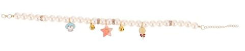FRCOLOR Puppy Pearl Collar Kitten Neck Ring Bell Handmade Cat Collar Star Pattern m Size Pet Photography Prop for Girl Cats