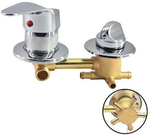 2/3/4/5 Voies Mitigeur Robinets de douche, Laiton Robinets de bain Filetage/intubation, Entraxe 9/10/12,5/14,5cm, Mitigeur Salle Bain pour Cabine Ou Hammam (10cm,Intubation 5 Sortie)