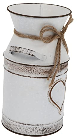 Amosfun Herzförmiges Blumenarrangement Verzinkter Blumeneimer Hohe Metallvase Esstischdekoration Vase Mit Blumenkrug Vintage Milchkanne Mittelvase Kann Vase Eisen Weiß Haushalt Blumentopf