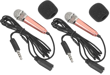 GOOHOCHY 2pcs Mini Microphones for Phone and Computer Golden