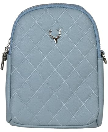 Trachtenland Damen Trachtentasche „Emma“ – Dirndl Umhängetasche mit Hirsch Applikation – kleine Handtasche aus Kunstleder mit Rautensteppung – 2 Fächer & verstellbarer Gurt