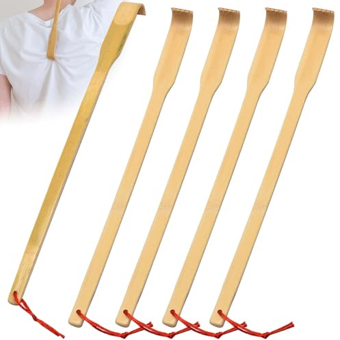 Rascador de espalda de madera, 5 unidades, con mango largo, rascador de madera, masajeador de espalda para alivio inmediato de picor, espalda, cuello, piernas o pies