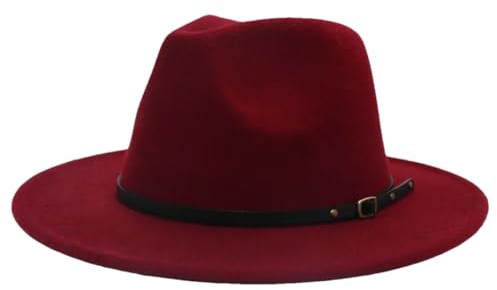Chapeaux de jazz pour homme - Style britannique - Style classique vintage - Unisexe - En feutre solide, bordeaux, 6 3/8 / 6 5/8
