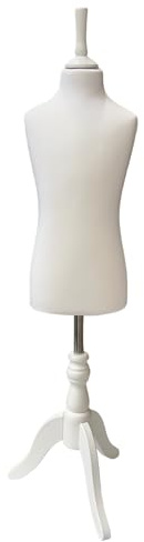 The Shopfitting Shop Mannequin für Kinder, 6–8 Jahre, weiß, Schneiderpuppe, Schaufensterpuppe, Schaufensterpuppe, mit einem Deluxe-Holz-Ständer, Weiß