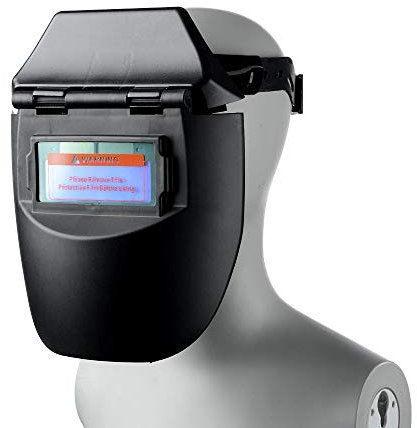 LELWNGGQ Schweißhelme, Schweißhelm Tragbarer solarbetriebener automatischer Verdunkelungs-Optoelektronischer Schweißhelm Flacher Flip-Halbhelikal-Schweißermaskenhelm zum Schweißen