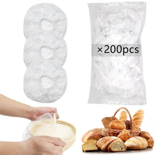 200 gorros de ducha para pan de masa madre, fundas reutilizables para prueba de pan, cubierta de pan de plástico para levantar, cubiertas para cesta de prueba de pan Banneton, cubiertas de plástico