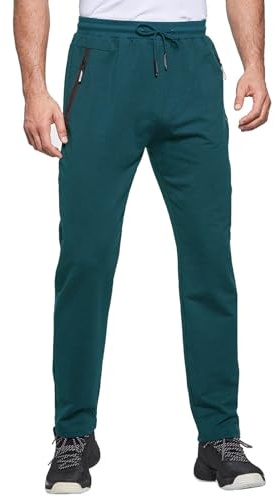 JustSun Joggingbyxor för män, träningsoverall, sportbyxor, bomull, träningskläder, påfågelsblå, 3XL