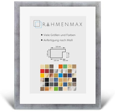 RahmenMax PuzzelMax Puzzlerahmen Bilderrahmen Posterrahmen 60x80 cm Farbe Silber Patiniert 80x60 cm mit klarem Kunstglas