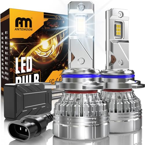 ANTEMOON Ampoules HIR2 9012 LED, 110W 30000LM 800% Luminosité 6500K Blanc Lampes LED HIR2 Anti Erreur 12V 24V Phares Avant de Voiture Remplacement pour Lampes Halogènes et Xénon, 2 Ampoules