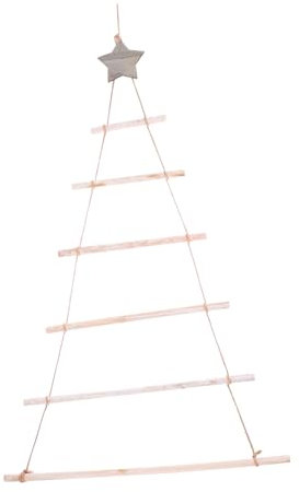 Alipis Weihnachtsbaum-hängeleiter aus Holz mit Seil für Astaufhängung und Wanddekoration Praktisch für Organisation von Weihnachtsdeko