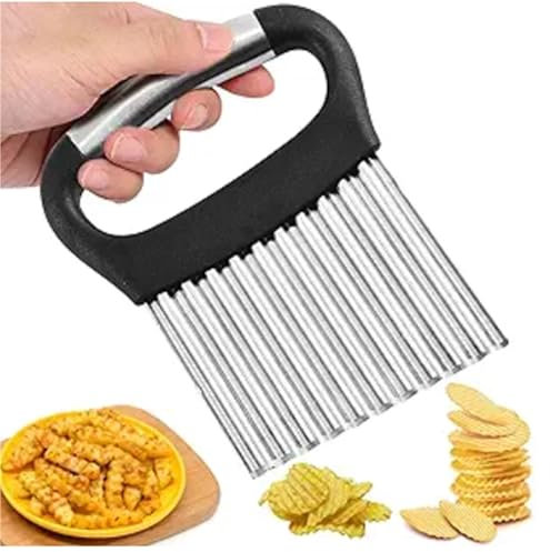 NJNNN Coupe-Frites ondulé en Acier Inoxydable, trancheur ondulé Durable, Couteau à découper, for Pommes de Terre, Chips de Carottes et Fruits(White)