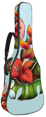 Eslifey Tasche für Akustikgitarre, handgezeichnetes Boot mit Wellen, verstellbarer Schultergurt, Gitarrenkoffer Gigbag 40 41 42 Zoll, Mehrfarbig 4, 42.9x16.9x4.7 in, Taschen-Organizer