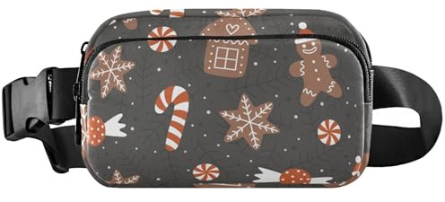 Lot de 8 sacs banane imperméables pour femme en pain d'épice - Marron - 20,3 x 13,5 x 5,8 cm - Motif pain d'épice - Marron, Pain d'épices de Noël marron, 8 x 5.3 x 2.3 inch, Drôle et mignon