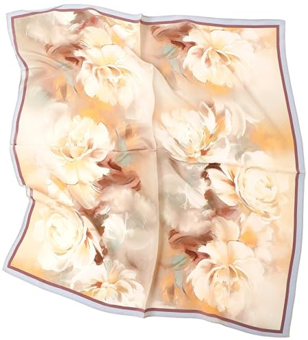 Prettystern sidenscarf 65 x 65 cm – damhalsduk av 100 % siden, lätt och luftig för våren sommar, kvadratisk huvudduk, sidenhalsduk, Ks10, 65 cm X 65 cm
