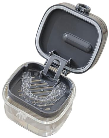 Porte-bagages pour dentier | Verre porte-dentier avec couvercle | Protection des dents avec kit de nettoyage et miroir intégré pour les adolescents, les, les personnes âgées et les porteurs