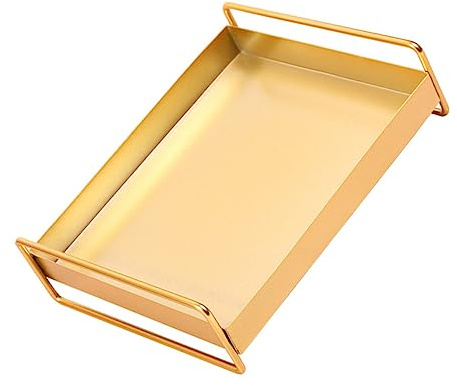 VICASKY Plateau De Rangement Métal Doré 1 Grand Format Organiseur Bureau Maquillage Salle De Bains Polyvalent
