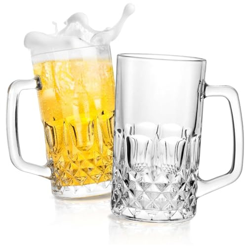 FSONA Bierkrug für Gefrierschrank, Kunststoff, mit Griffen, 750 ml, wiederverwendbare Trinkbecher, großer Bierkrug für Männer/Frauen in Kneipen, Zuhause, 2 Stück