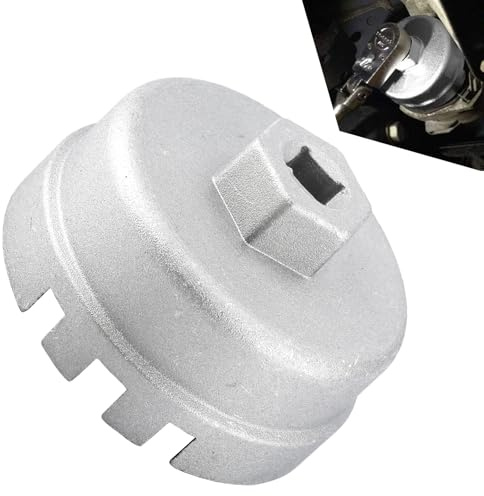 Ölfilterschlüssel 64.5mm Mit 14 Nuten,Aluminium Ölfilter Schlüssel,Cap Typ Ölfilterwerkzeug,Kappen-Ölfilterschlüssel,Öldeckel-Steckschlüssel-Entferner-Werkzeug Oil Filter Wrench für Toyota (Silber)
