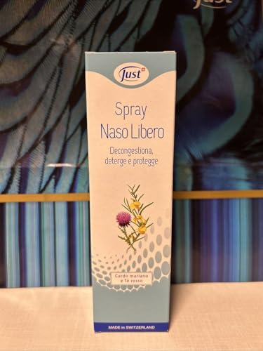 Just Spray Naso Libero, Decongestionante Nasale con Cardo Mariano e Tè Rosso, 75 ml, Made in Switzerland