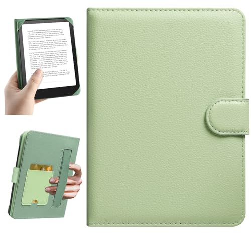 HoYiXi Universal Case for 6-inch Kindle eReader Compatible with Kobo/Voyaga/Pocketbook/Tolino E-book reader,6'' eReader Protective Cover with Built-in Card Slot,Black (green, 6 inch)