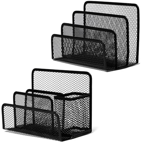Rebanky 2 Pièces Trieur de Courrier Metal, Porte-Courriers 3 Compartiments Vertical Porte Lettres Bureau Organisateur de Courrier pour Enveloppes, Journaux, École et Bureau