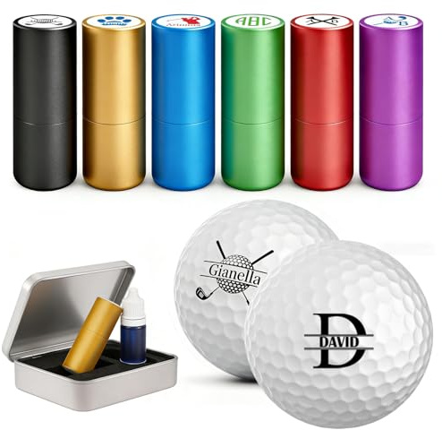 WolunLi Personalisierter Golfball-Stempel, individueller Golfball-Marker mit Buchstaben, Logo, Initialen oder Monogramm, 22 Golf-Themen-Designs, ideales Golfgeschenk für Männer, Vater, Ehemann