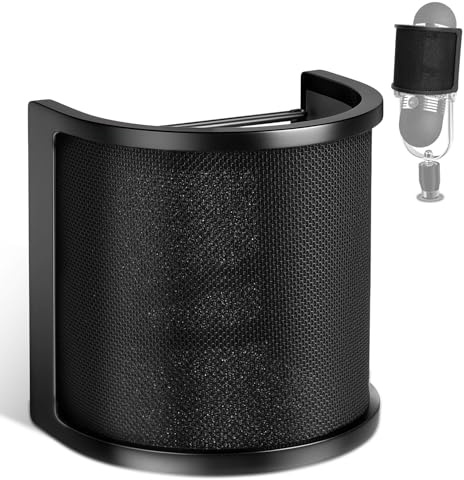 Microphone Pop Filter for HyperX Windscreen Cover Mic Shield Mask | Triple Layer U-Shaped Microphone WindShield for Vocal Recording Streaming Dubbing Singing Compatible with HyperX QuadCast 2
