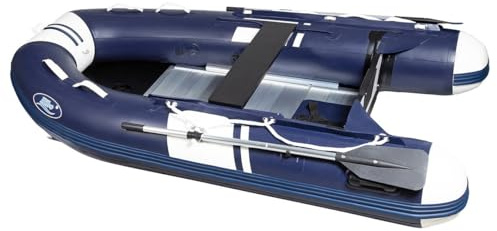 HIBO PRO Schlauchboot 3.30 - Schlauchboot mit Aluboden - 1.2 mm 2000 Denier PVC - Aufblasbarer Kiel - Polyester Spiegel - Beiboot - Dunkelblau/Weiß
