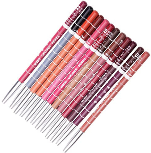 Juego de lápices delineadores de labios impermeables, 12 piezas, juego de cosméticos de maquillaje profesional de larga duración para mujeres y niñas