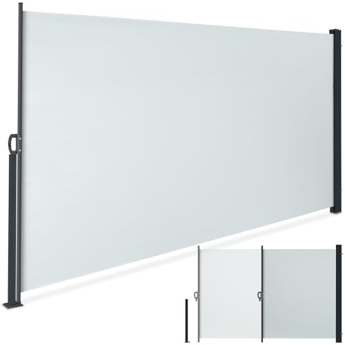 tectake® Toldo Retractil Exterior Lateral, Separador de Ambientes, Toldo Impermeable Enrollable, Toldos Exterior Terraza, Estructura de Acero, Mecanismo Automático - 160 x 300 cm Gris