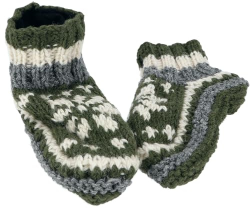 GURU SHOP Wollhausschuhe, Handgestrickte Hippie Hüttenschuhe 41/43 - Modell 9, Unisex - Erwachsene