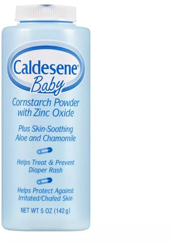Caldesene Cornstarch Baby Powder with Zinc Oxide, Talc-Free Baby Powder, 5 Oz (2 Pack)