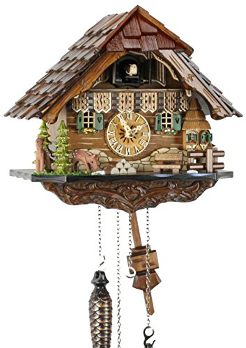 Eble Kuckucksuhr Kuckuckuhr Echtholz NEU batteriebetriebenes Quartzwerk Kuckuckruf Schwarzwaldhaus 25cm- 22290