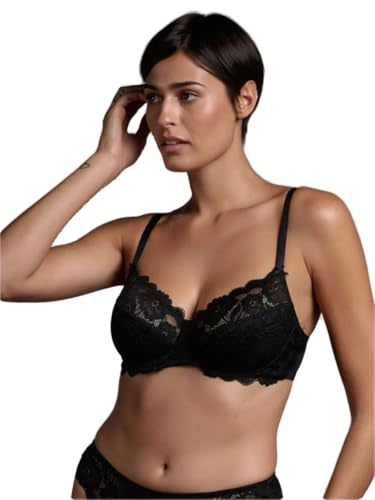 Lepel Belseno Reggiseno in Pizzo Balconcino Coppa C Art. 251 Colori Bianco Nero e Fard - Nero 4