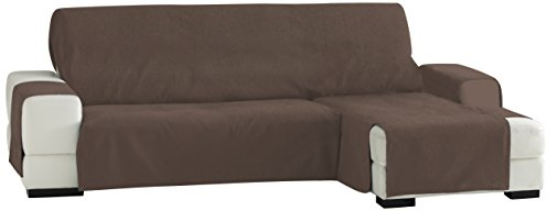 Eysa Praktische Sofahüllen, Chaiselongue 240 cm, Rechte Vorderansicht, Stoff, Braun, Drei Quadrate, 29 x 9 x 37 cm