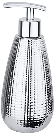 Wenko Dakar Dosificador Jabón 0.37 L, Cerámica, Plateado, 8x8x19 cm
