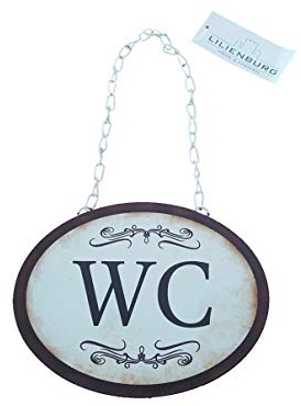 1 x WC Türschild Blechschild Tür Vintage Schild Nostalgie Toilette Gäste-WC Klo-Schild 17,5cm für Frauen + Männer mehrfarbig