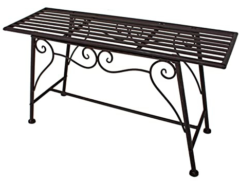 Jardinion Gartenbank 83 x 27 x 45cm Anthrazit | Sitzbank, Edel Rost-Optik, Metall, Baum, Englischer Garten Design, Balkonbank