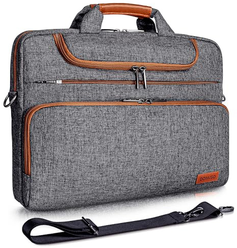 DOMISO 17-17.3 inch Laptop Bag Case Sleeve,Waterproof Business Briefcase Messenger Shoulder Bag for Lenovo LG Acer HP Dell MSI Alienware, Dark Grey
