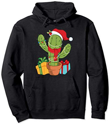 Cactus Árbol de Navidad Luces de Navidad Navidad Santa Mexic Sudadera con Capucha