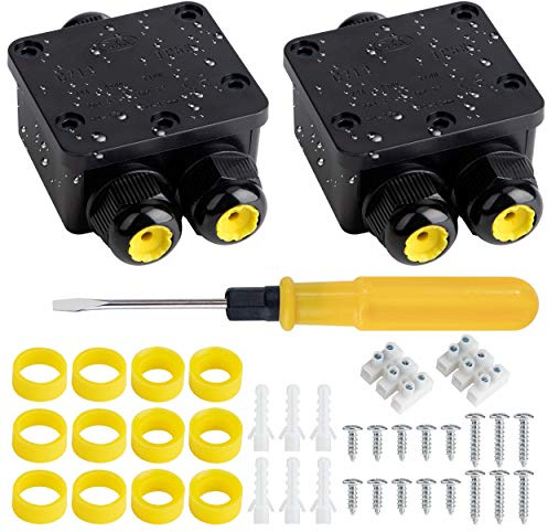 Abzweigdose Wasserdichte IP68 Verteilerdose Aussen 3-Wege-Verbindungsdose Schwarz Elektrischer Außenverteilerdose Kabelspezifikation Ø4mm-14mm 2 STÜCKE
