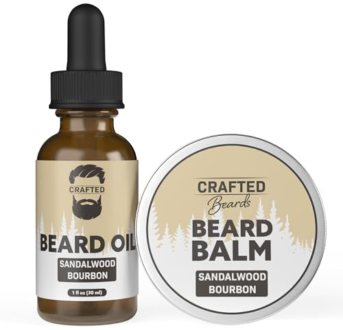 Beard Care Kit - Softer, Smoother, Moisturized Beard - Beard Oil and Balm - Gift Set (Sandalwood Bourbon)