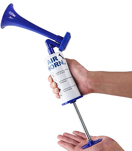 AOLIHAN Pump Air Horn for Safety Airhorns Horn Loud Hand-held Air Horn for Boat Aluminum+ABS Loud Noise Makers for Sporting Events Graduation Parties Aggressive Animals etc. (Handheld Air horn blue)