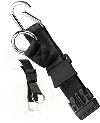 Cinghie Bagagli, Pinza per giacca elastica in velcro con gancio e fibbia ad anello a D, accessori da viaggio per cintura con cinturino per piccoli oggetti, rende le mani libere，Nero profondo