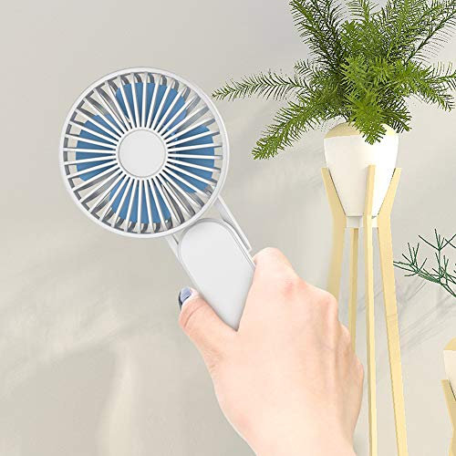 Handventilator, Mini-USB-Handventilator, zusammenklappbar, 3 Geschwindigkeiten, wiederaufladbar, 2500 mAh, faltbarer Griff, Desktop-Ventilator für Zuhause, Büro, Outdoor, Reisen (weiß)