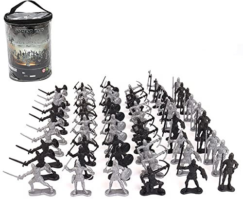 60pcs Soldaten Figuren, Spielzeugsoldaten aus Plastik, Statisches Militärsoldatenmodell Mittelalterlicher Krieger Alte Kavallerie Figuren, Mini Armee Figuren Spielzeug für Kinder und Erwachsene